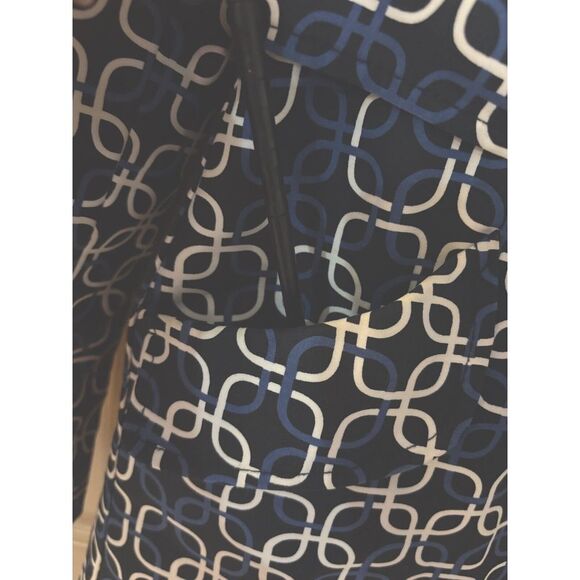 Ann Taylor Chic Blue and White Geometric Design Belted Trench Pea Coat Coat XS - Picture 5 of 10